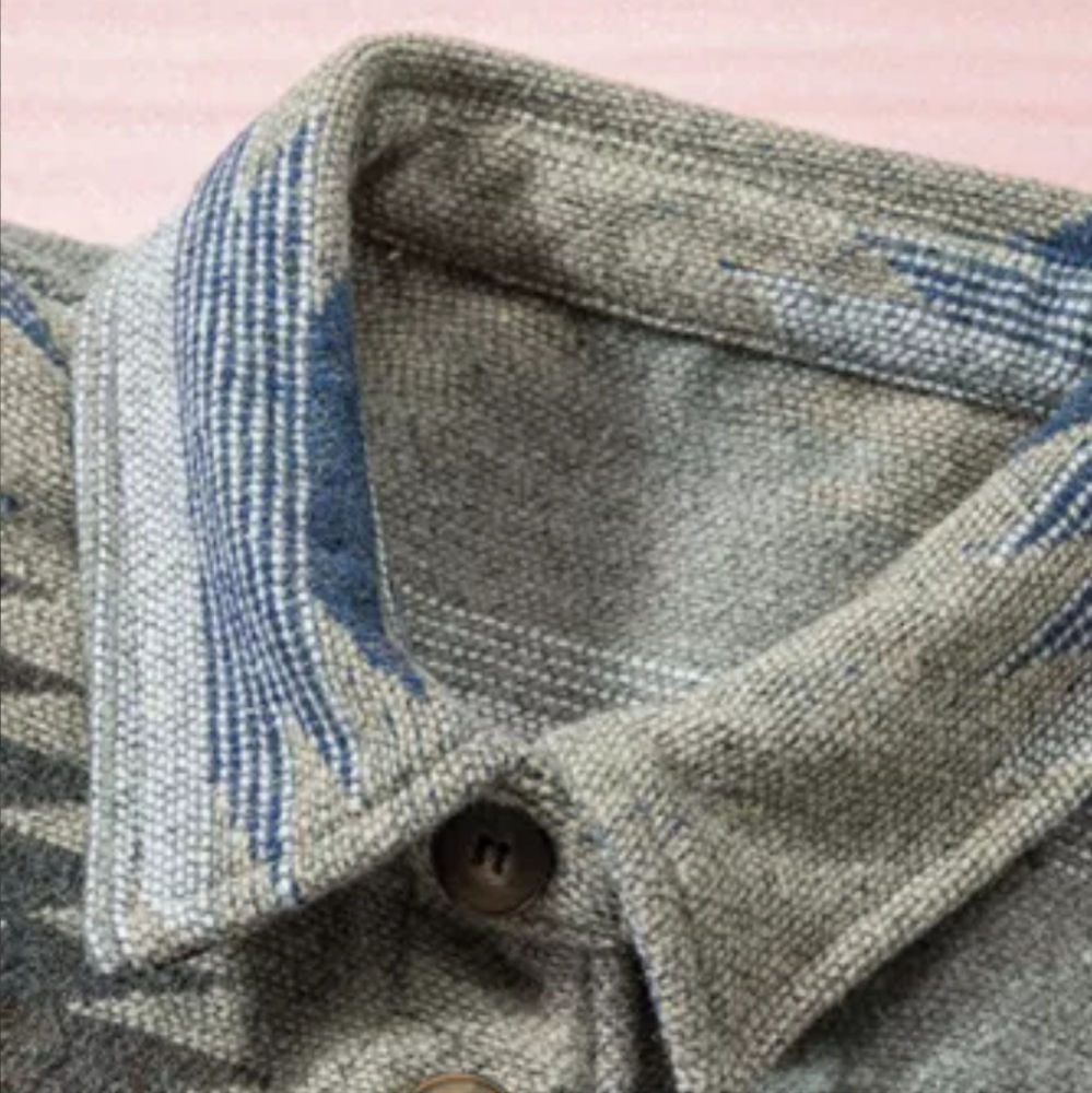 New blue distressed Aztec print shacket - Picture 5 of 16